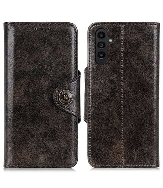SoFetch Koffiebruin Magnetisch Drukknoop Bookcase Hoesje Samsung Galaxy A14