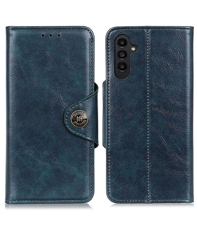 SoFetch Blauw Magnetisch Drukknoop Bookcase Hoesje voor de Samsung Galaxy A14