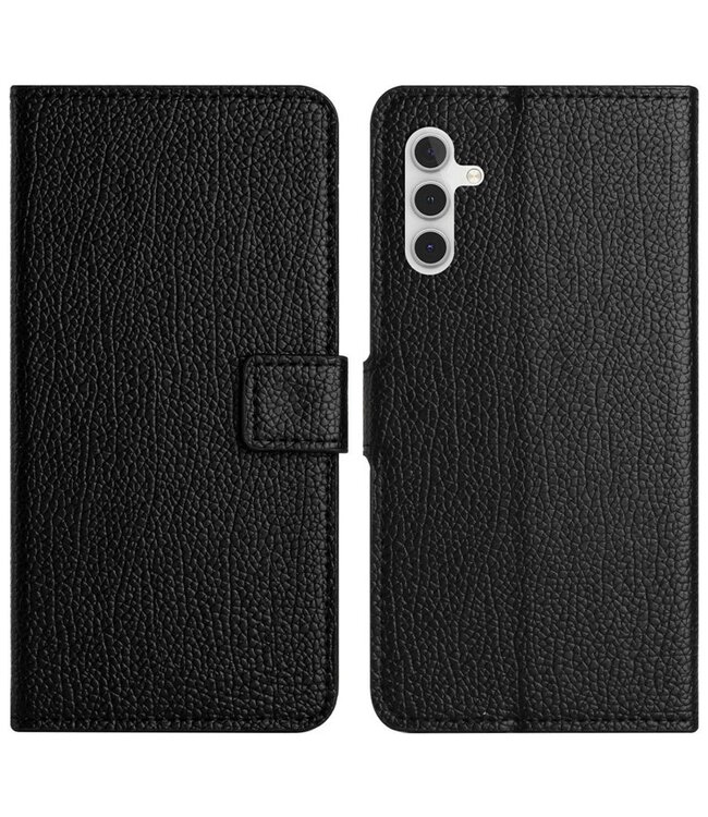 SoFetch Zwart Litchee Bookcase Hoesje voor de Samsung Galaxy A14