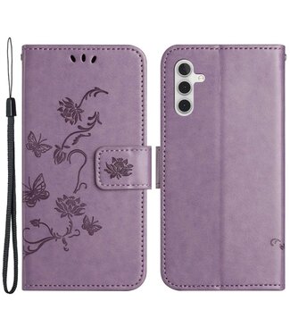 SoFetch Paars Bloem Vlinder Bookcase Hoesje Samsung Galaxy A14