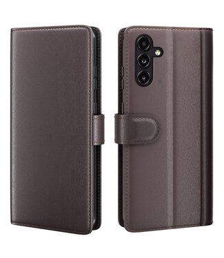 SoFetch Bruin Splitleder Bookcase Hoesje Samsung Galaxy A14
