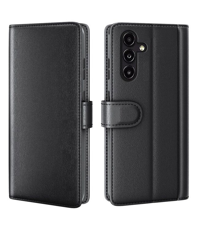 SoFetch Zwart Splitleder Bookcase Hoesje voor de Samsung Galaxy A14