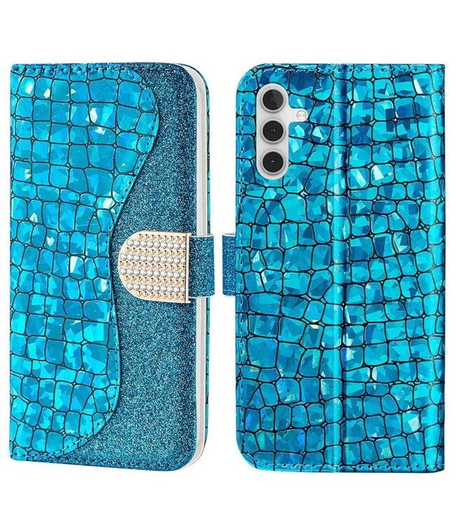 SoFetch Blauw Krokodillen Bookcase Hoesje voor de Samsung Galaxy A14