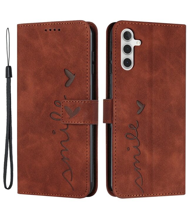 SoFetch Bruin Smile Bookcase Hoesje voor de Samsung Galaxy A14