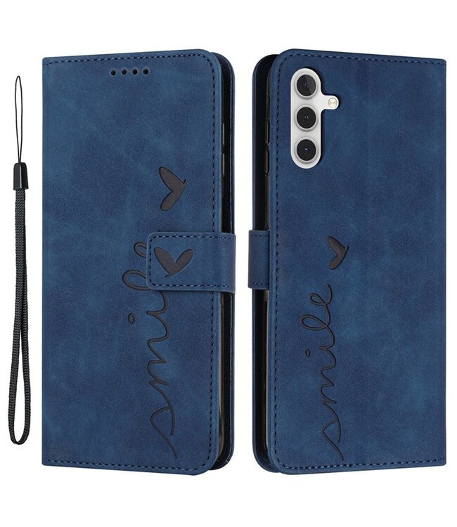 SoFetch Saffierblauw Smile Bookcase Hoesje voor de Samsung Galaxy A14
