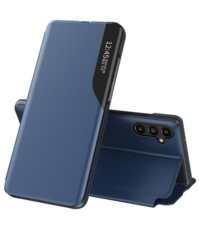 SoFetch Saffierblauw Spiegel Modern Bookcase Hoesje voor de Samsung Galaxy A14