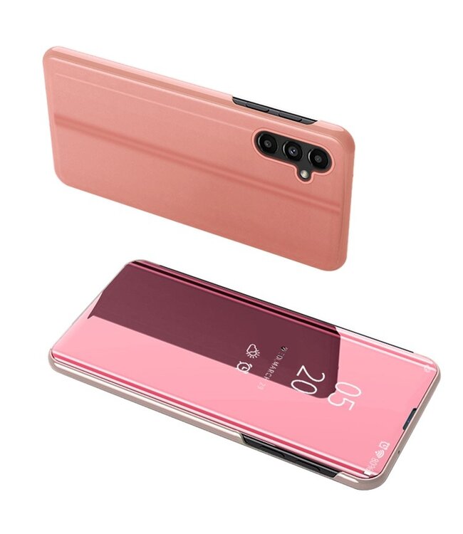 SoFetch Rozegoud Spiegel Stijlvol Bookcase Hoesje voor de Samsung Galaxy A14