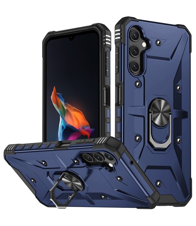 SoFetch Blauw Ring Houder Leger Hardcase Hoesje voor de Samsung Galaxy A14