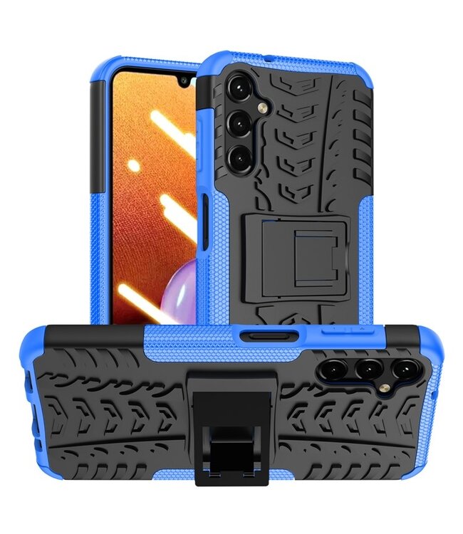 SoFetch Blauw Valbestendig Bandstructuur Hybride Hoesje voor de Samsung Galaxy A14