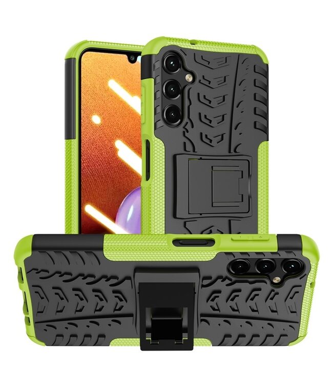 SoFetch Groen Valbestendig Bandstructuur Hybride Hoesje voor de Samsung Galaxy A14