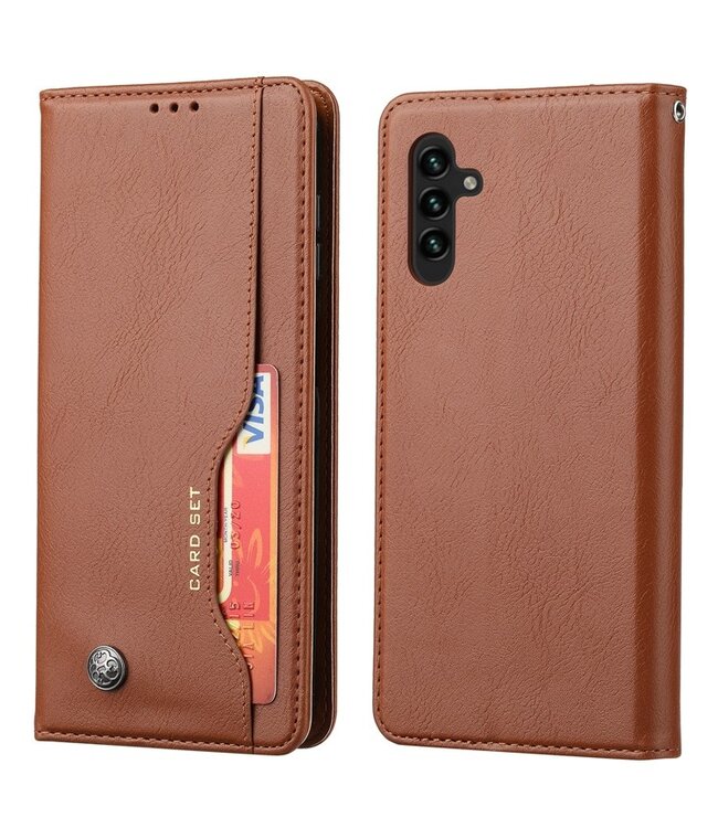 SoFetch Bruin Pasjeshouder Modern Bookcase Hoesje voor de Samsung Galaxy A14