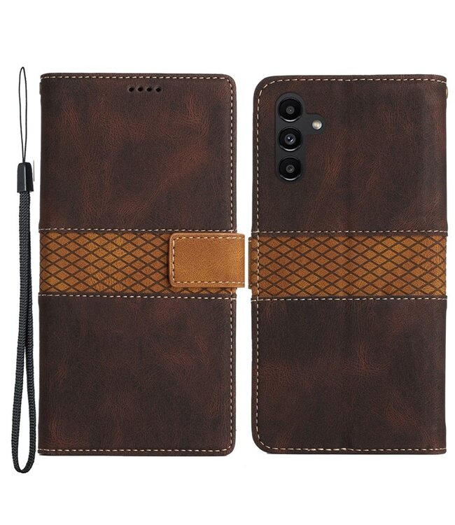 SoFetch Bruin Splitleder Bookcase Hoesje voor de Samsung Galaxy A14