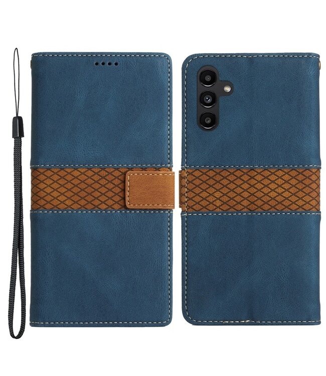 SoFetch Blauw Splitleder Bookcase Hoesje voor de Samsung Galaxy A14