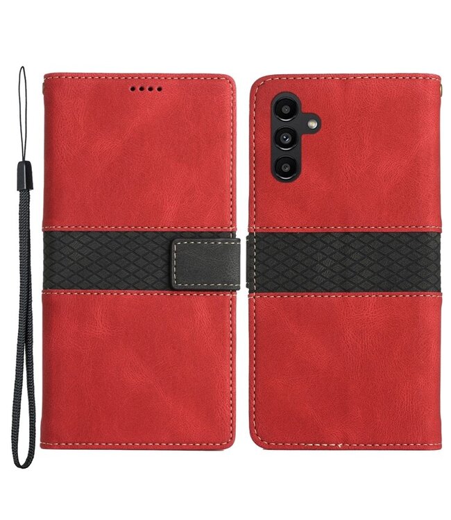 SoFetch Rood Splitleder Bookcase Hoesje voor de Samsung Galaxy A14