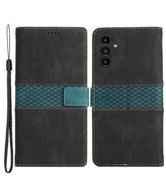 SoFetch Zwart Splitleder Bookcase Hoesje Samsung Galaxy A14