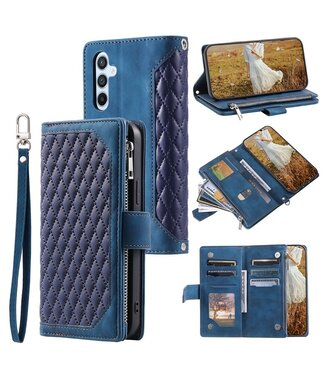 SoFetch Blauw Portemonnee Ruiten Bookcase Hoesje Samsung Galaxy A14