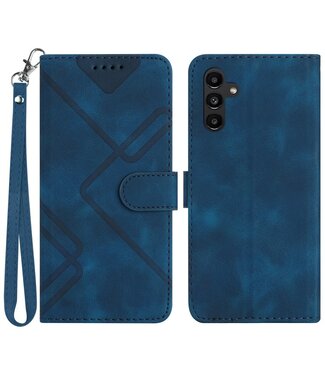 SoFetch Saffierblauw Lijnen Bookcase Hoesje Samsung Galaxy A14