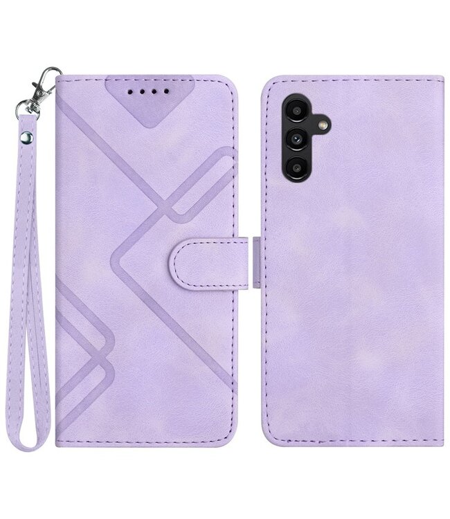 SoFetch Lichtpaars Lijnen Bookcase Hoesje voor de Samsung Galaxy A14