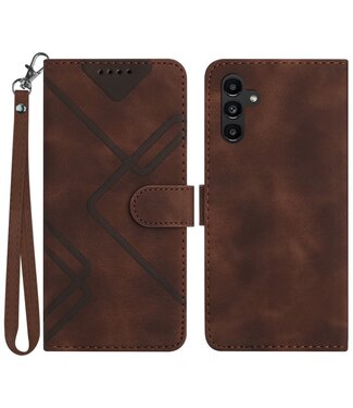 SoFetch Koffiebruin Lijnen Bookcase Hoesje Samsung Galaxy A14