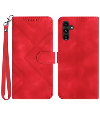 SoFetch Rood Lijnen Bookcase Hoesje Samsung Galaxy A14