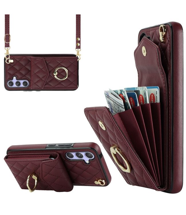 SoFetch Bordeaux Rood Pasjeshouder Hybride Hoesje voor de Samsung Galaxy A14