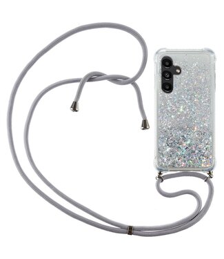 SoFetch Zilver Glitter TPU Hoesje met Koord Samsung Galaxy A14
