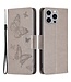 SoFetch Grijs Vlinders Bookcase Hoesje voor de iPhone 14 Pro Max