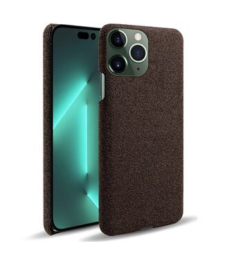 SoFetch Bruin Stoffen Hybride Hoesje iPhone 14 Pro Max