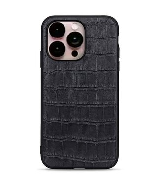 SoFetch Zwart Krasbestendig Krokodillen Hybride Hoesje iPhone 14 Pro Max