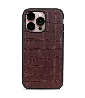 SoFetch Bruin Krasbestendig Krokodillen Hybride Hoesje iPhone 14 Pro Max