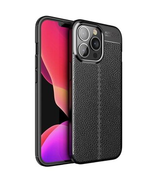 SoFetch Zwart Warmteafvoerend Litchee TPU Hoesje iPhone 14 Pro Max