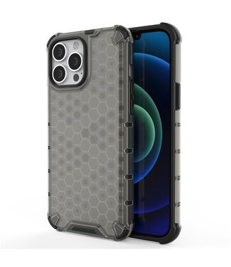 SoFetch Zwart Honingraat Hybride Hoesje iPhone 14 Pro Max