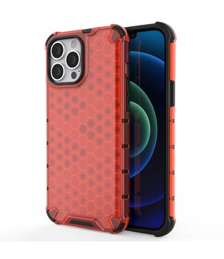 SoFetch Rood Honingraat Hybride Hoesje iPhone 14 Pro Max