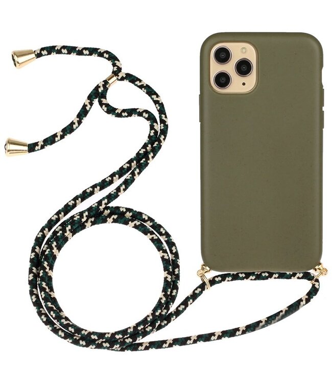 SoFetch Legergroen Valbestendig TPU Hoesje met Koord voor de iPhone 14 Pro Max