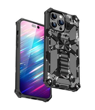 SoFetch Zwart Valbestendig Leger Hybride Hoesje iPhone 14 Pro Max