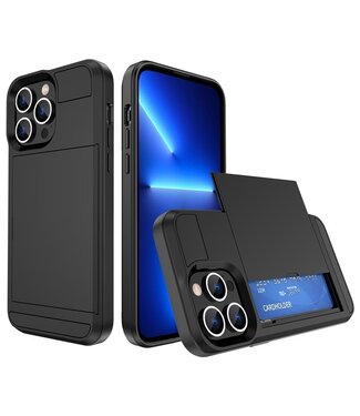 SoFetch Zwart Pasjeshouder Modern Hybride Hoesje iPhone 14 Pro Max