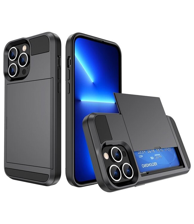 SoFetch Grijs Pasjeshouder Modern Hybride Hoesje voor de iPhone 14 Pro Max