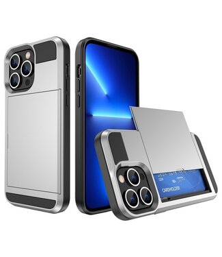 SoFetch Zilver Pasjeshouder Modern Hybride Hoesje iPhone 14 Pro Max