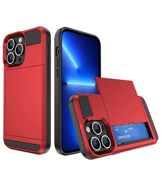 SoFetch Rood Pasjeshouder Modern Hybride Hoesje iPhone 14 Pro Max