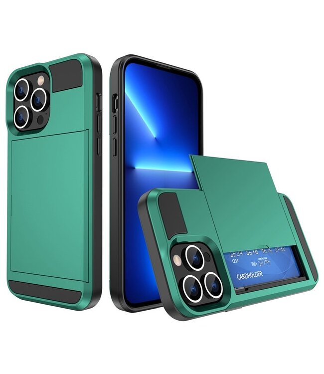 SoFetch Blauw Pasjeshouder Modern Hybride Hoesje voor de iPhone 14 Pro Max