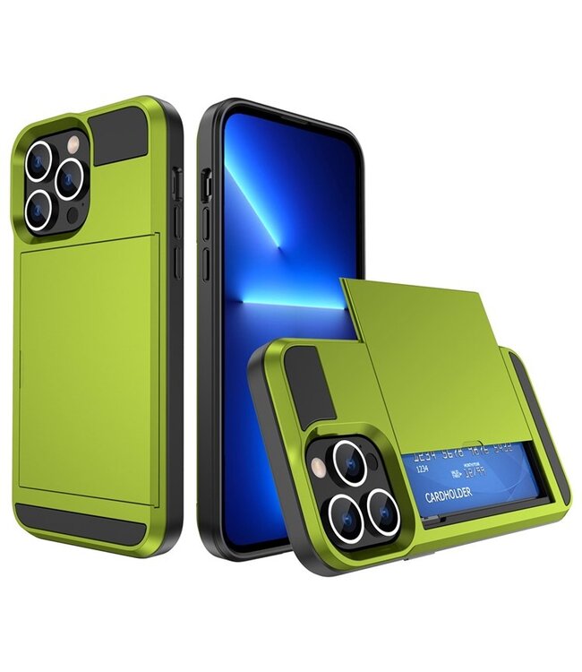 SoFetch Groen Pasjeshouder Modern Hybride Hoesje voor de iPhone 14 Pro Max