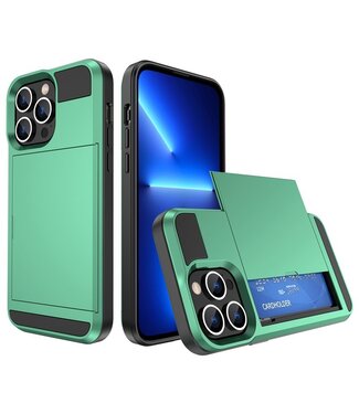 SoFetch Mintgroen Pasjeshouder Modern Hybride Hoesje iPhone 14 Pro Max