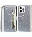 SoFetch Zilver Portemonnee Glitter Bookcase Hoesje voor de iPhone 14 Pro Max