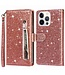 SoFetch Rosegoud Portemonnee Glitter Bookcase Hoesje voor de iPhone 14 Pro Max