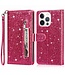 SoFetch Rose Portemonnee Glitter Bookcase Hoesje voor de iPhone 14 Pro Max