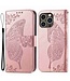 SoFetch Rosegoud Vlinder Bookcase Hoesje voor de iPhone 14 Pro Max