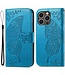SoFetch Blauw Vlinder Bookcase Hoesje voor de iPhone 14 Pro Max