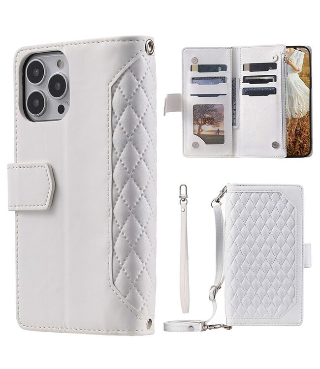 SoFetch Bruin Portemonnee Ruiten Bookcase Hoesje voor de iPhone 14 Pro Max