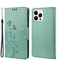 SoFetch Groen Bloemen Bookcase Hoesje voor de iPhone 14 Pro Max