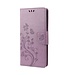 SoFetch Lichtpaars Bloemen Bookcase Hoesje voor de iPhone 14 Pro Max